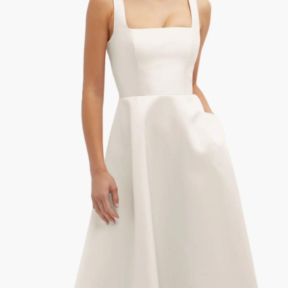 Square Neck Sateen Midi Gown